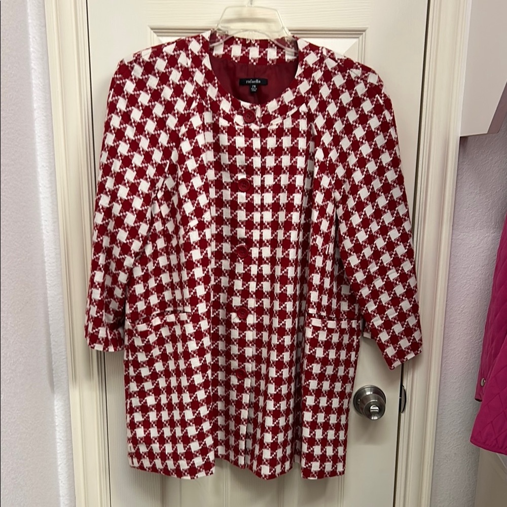 Rafaella Red and White Checkered Coat